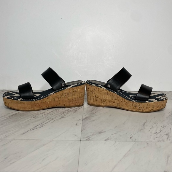 Sam Edelman Alissa Black Leather Wedge Sandal 7 1/2 M - Picture 7 of 14